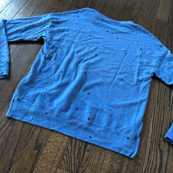 Sundry Women’s 1/Small Dusty Blue Starry Hearts Pima Cotton Pullover Sweatshirt - Picture 14 of 15